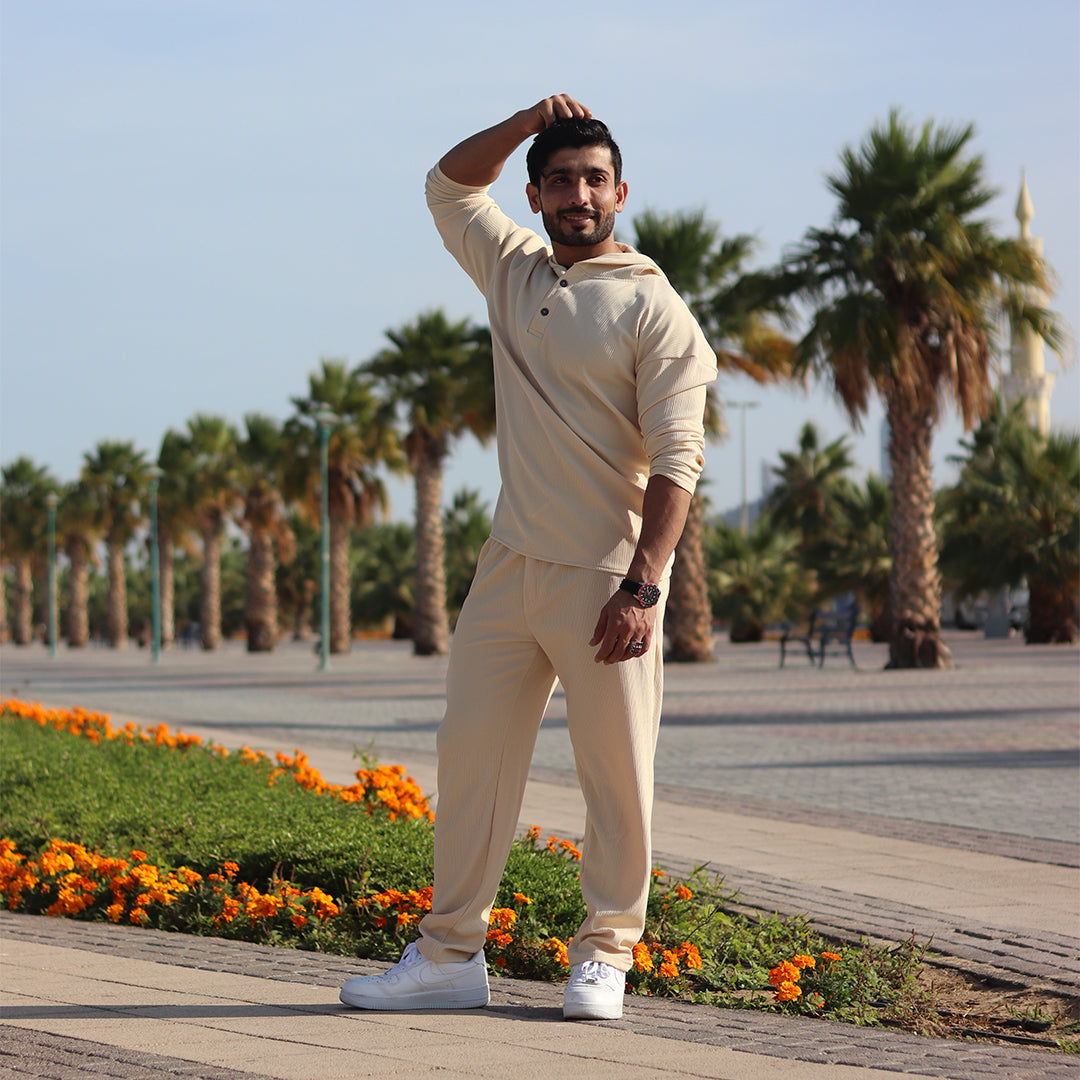 HoodieShirt & Trouser Set - Beige
