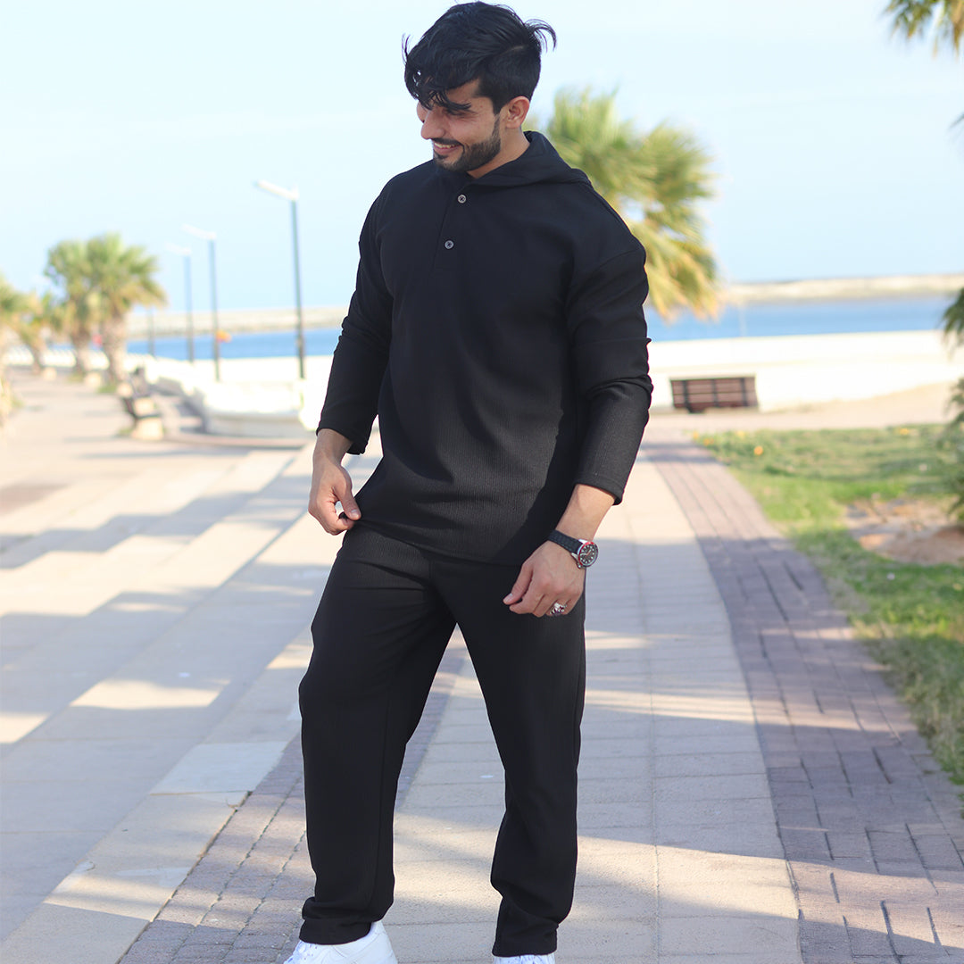 HoodieShirt & Trouser Set - Black
