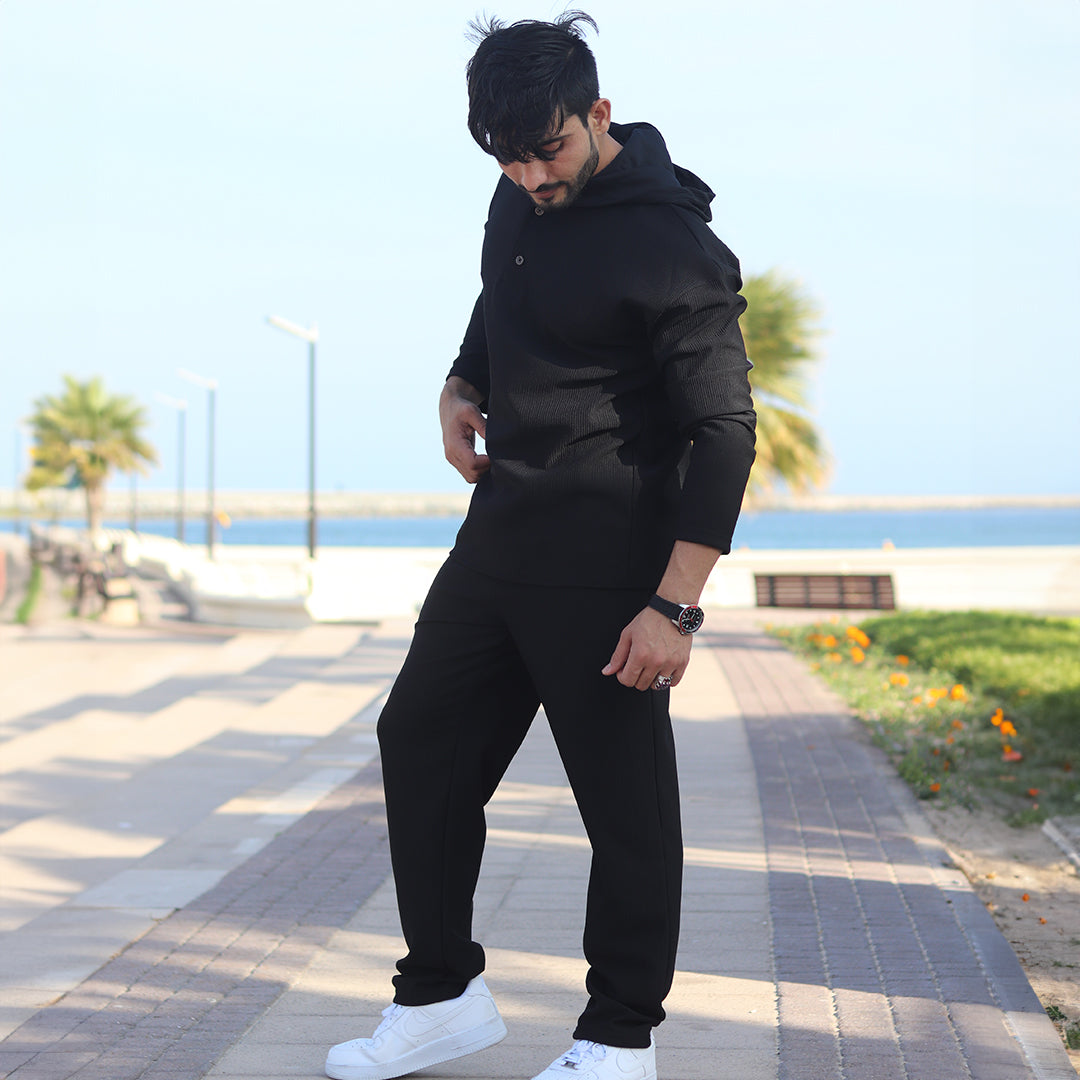 HoodieShirt & Trouser Set - Black