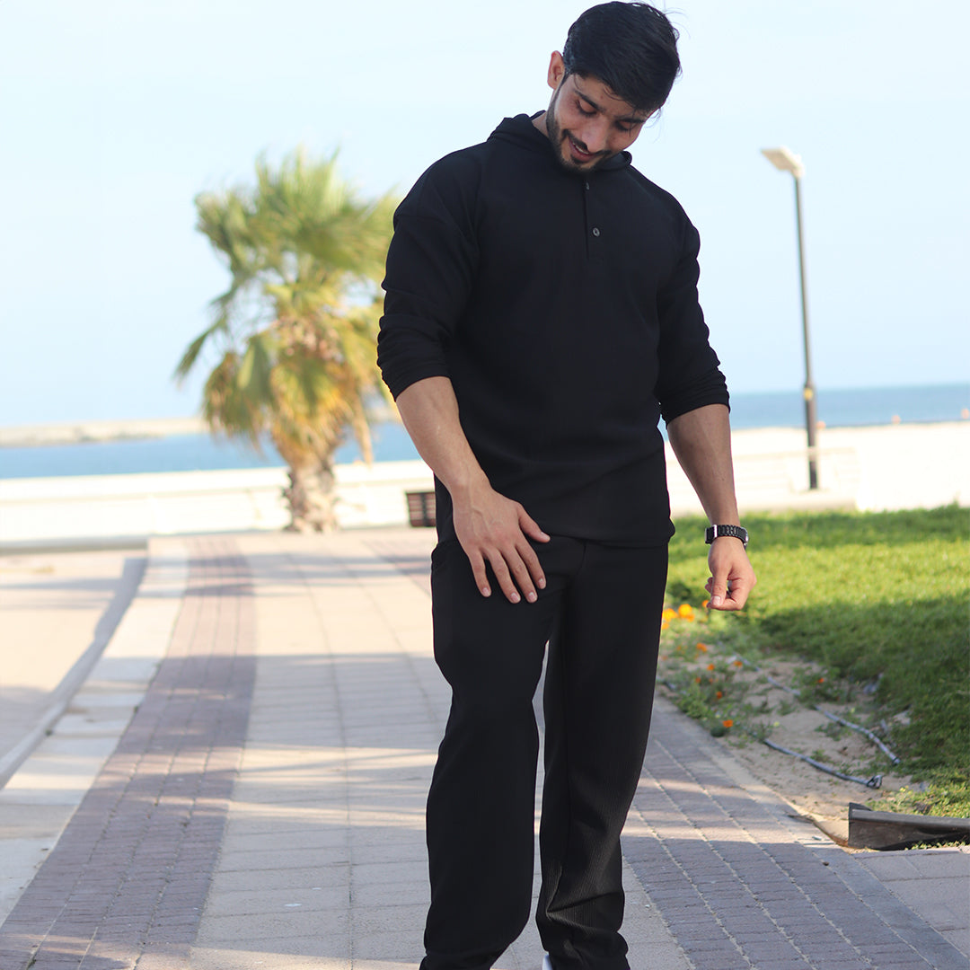 HoodieShirt & Trouser Set - Black