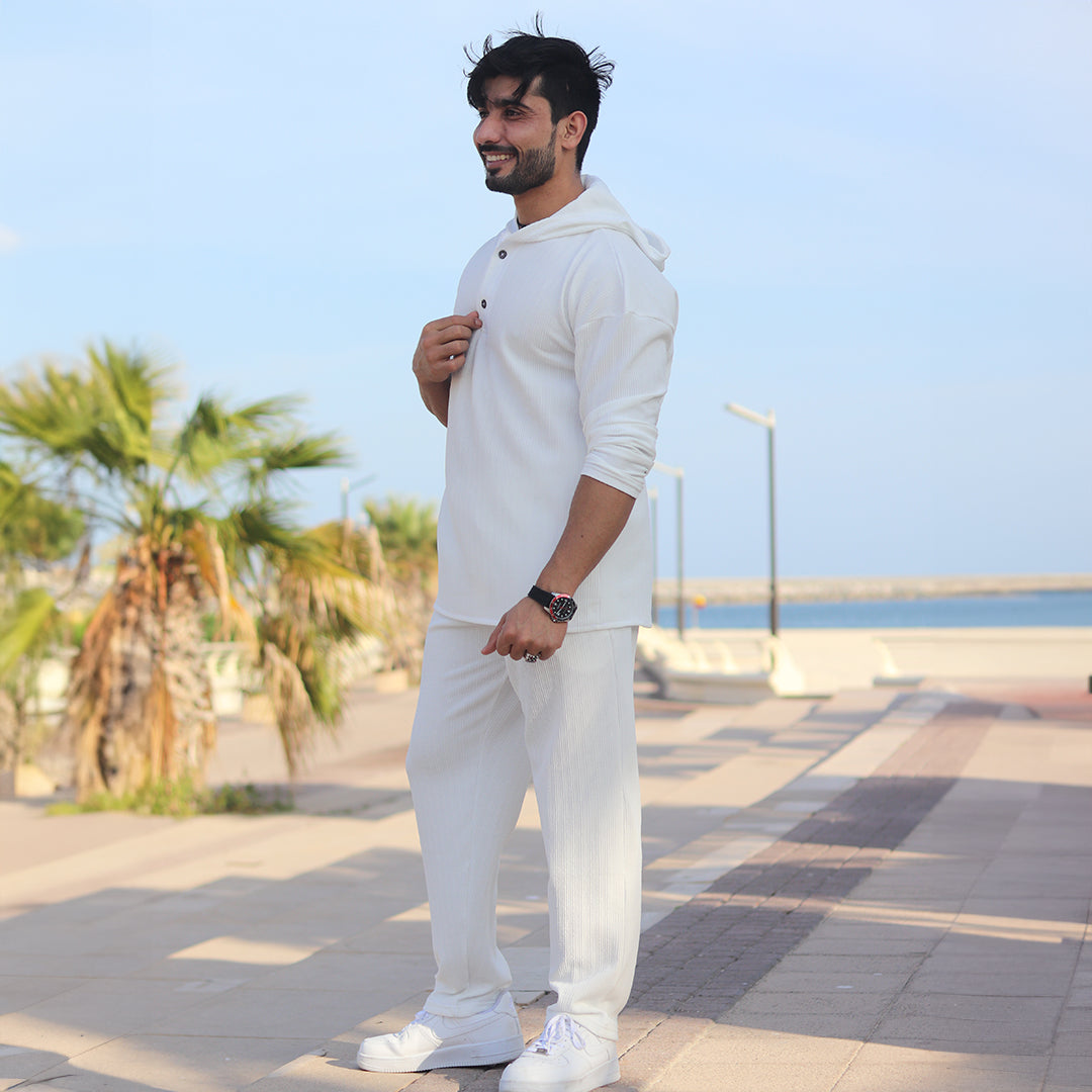 HoodieShirt & Trouser Set - White