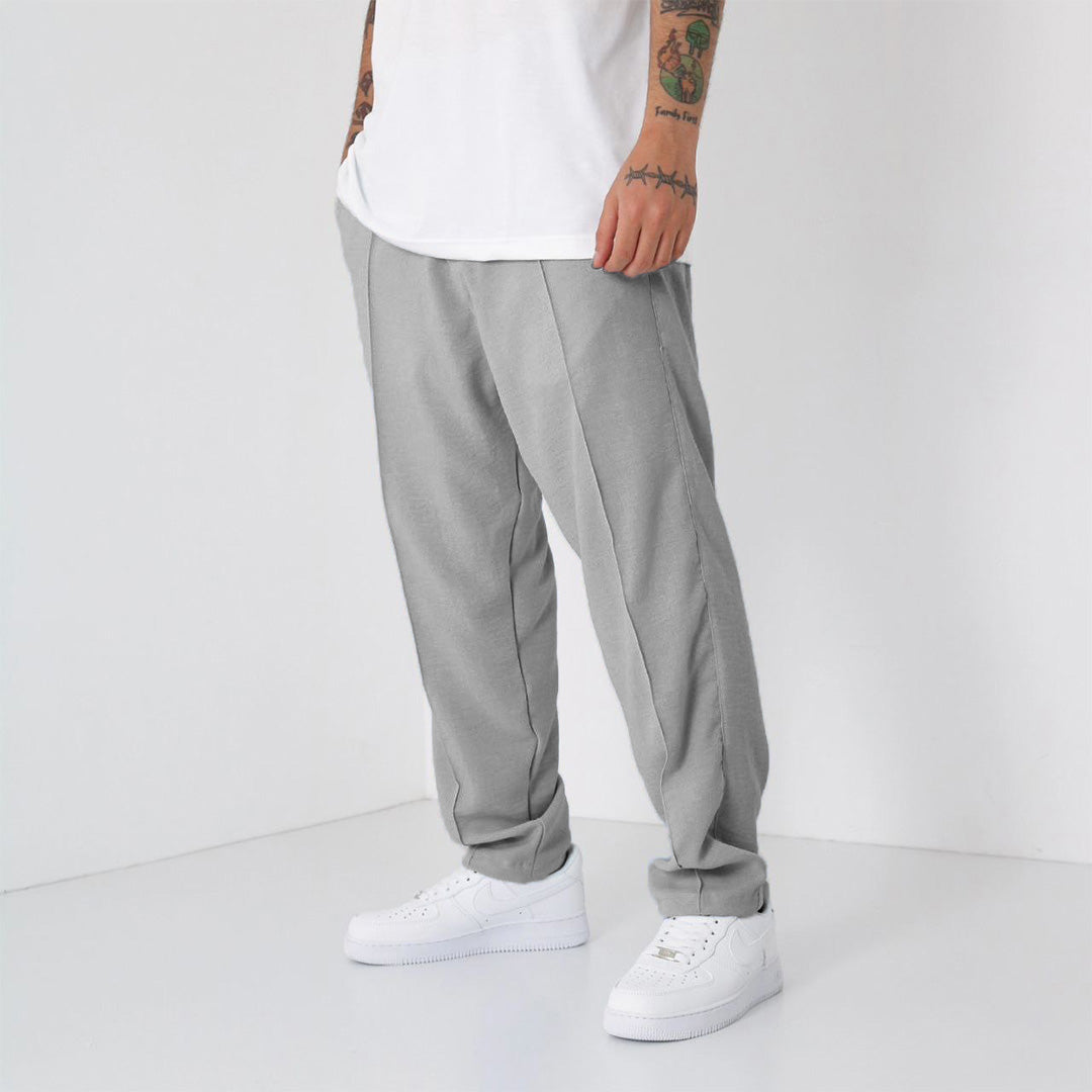 LINEN JOGGER PANTS - GRAY