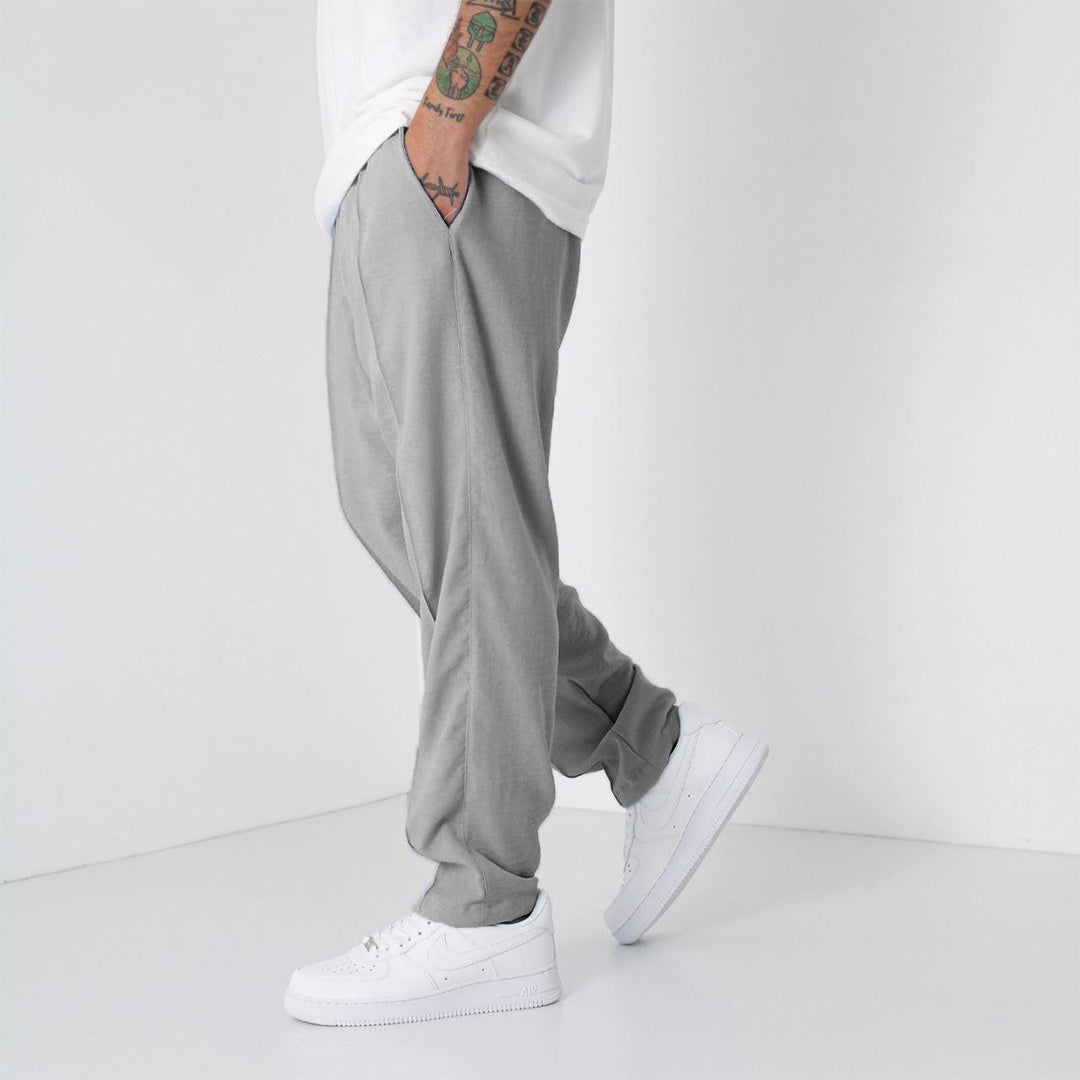 LINEN JOGGER PANTS - GRAY