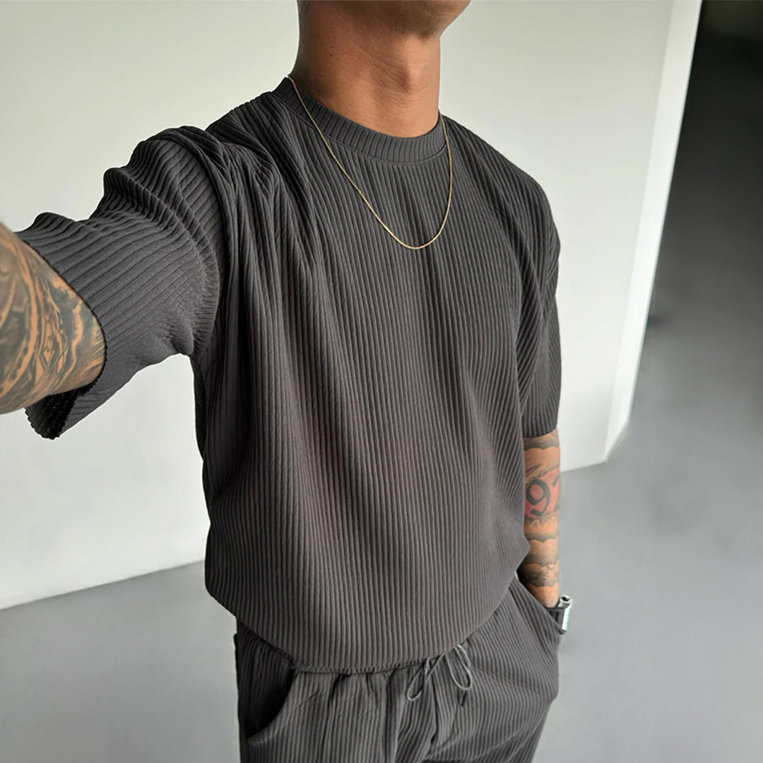 RIBBED T-SHIRT - ANTHRACITE GRAY