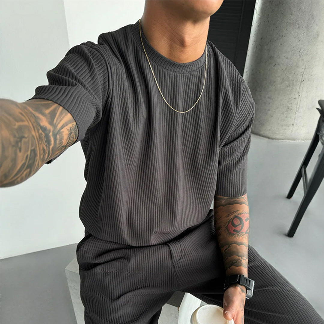 RIBBED T-SHIRT - ANTHRACITE GRAY
