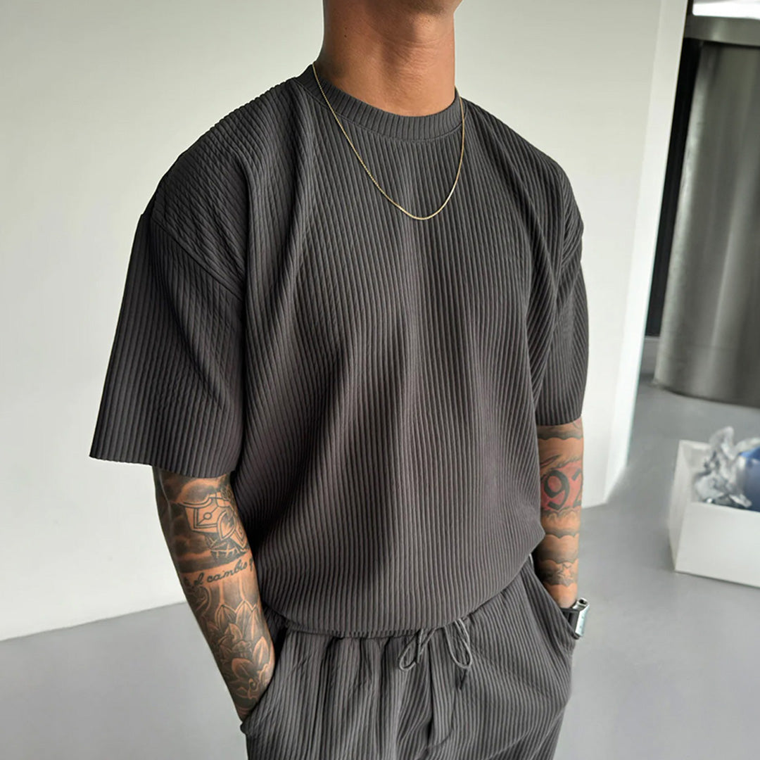 RIBBED T-SHIRT - ANTHRACITE GRAY