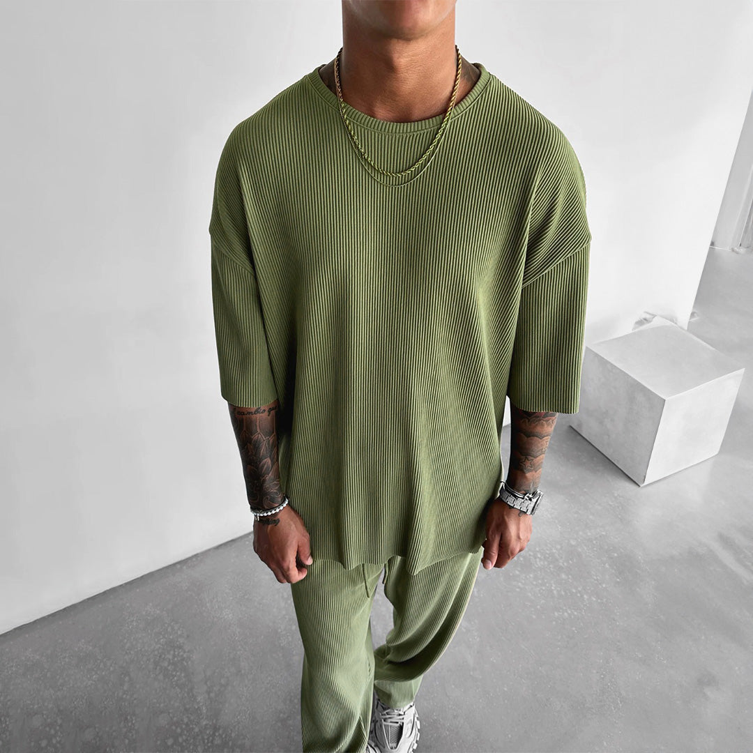 O Neck T-Shirt & Trouser Set - Pistachio