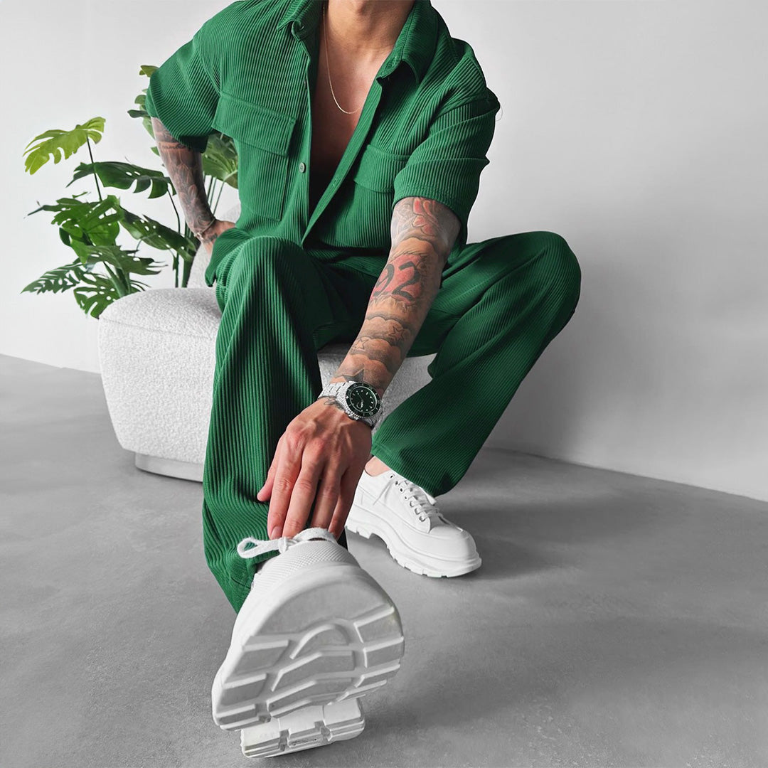 Double Pocket Shirt & Trouser Set - Green