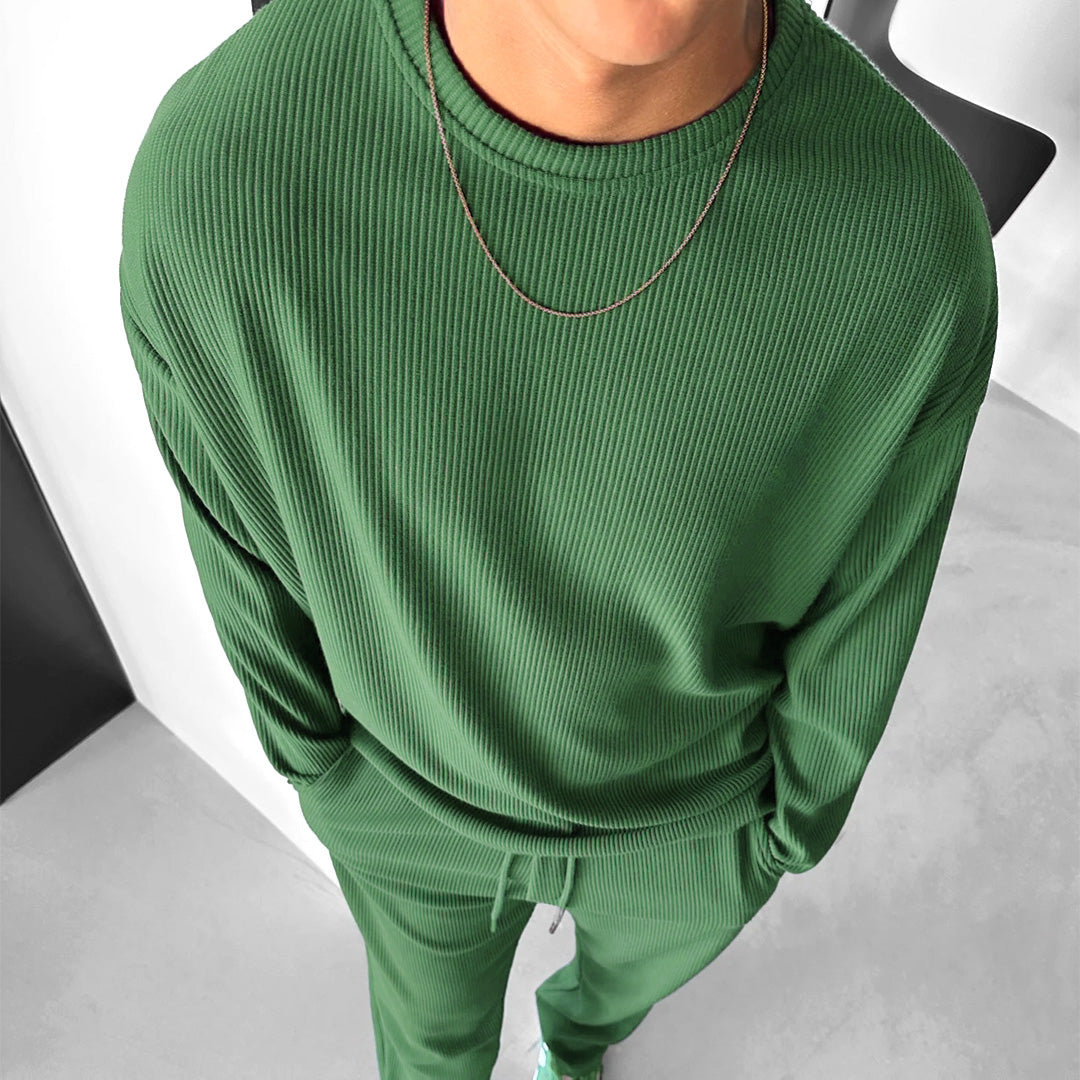 O Neck T-Shirt & Trouser Set - Green