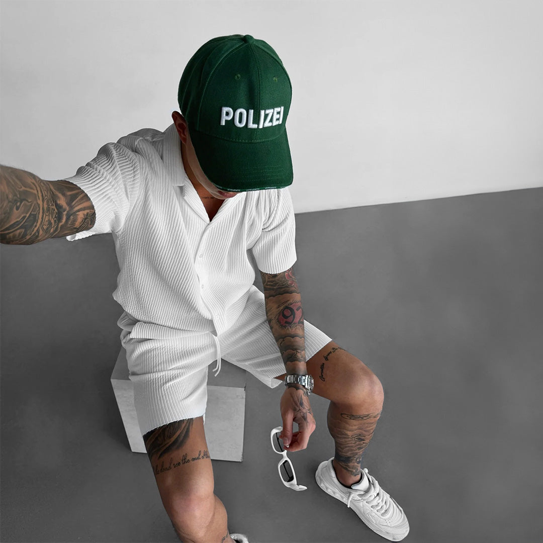 Collar Shirt & Short Set - White