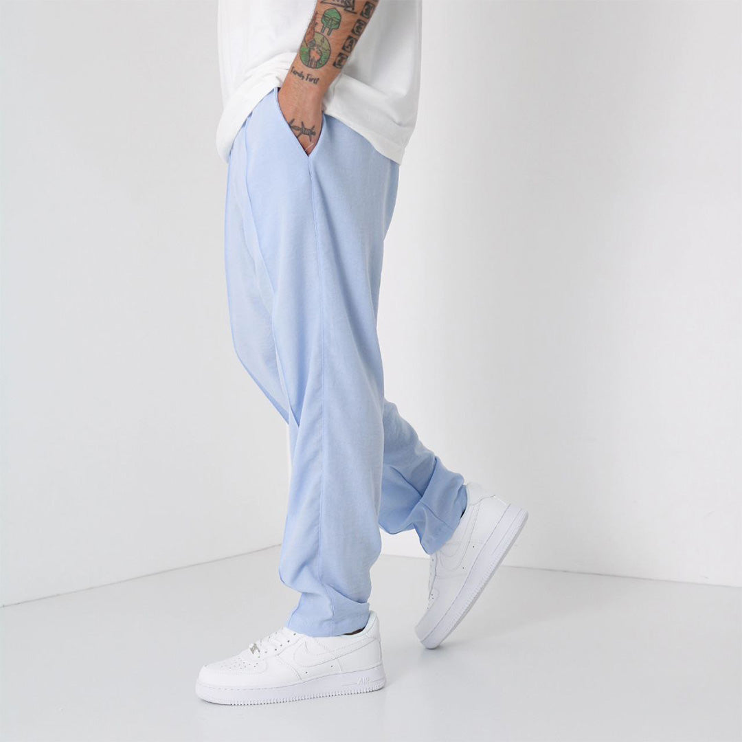 LINEN JOGGER PANTS - BLUE
