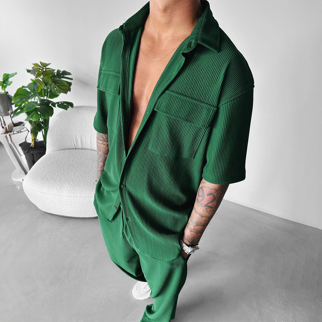 Double Pocket Shirt & Trouser Set - Green