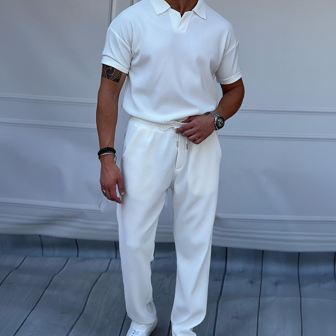 Polo T-Shirt & Trouser Cord Set - White