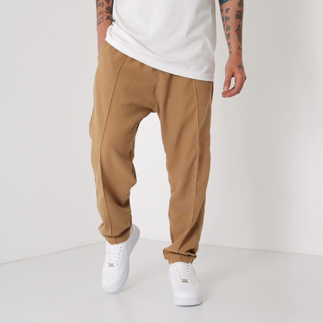 LINEN JOGGER PANTS - CAMEL
