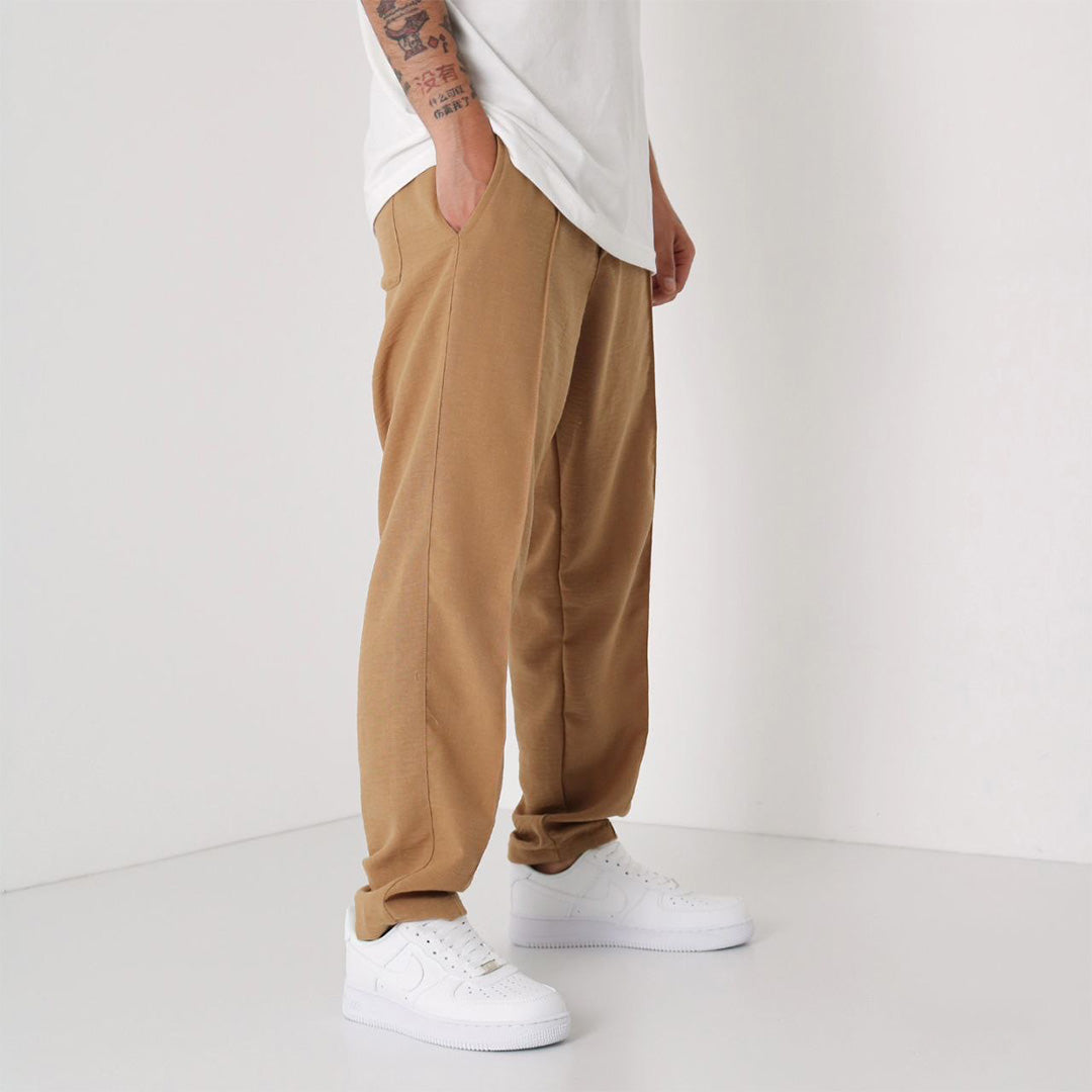 LINEN JOGGER PANTS - CAMEL