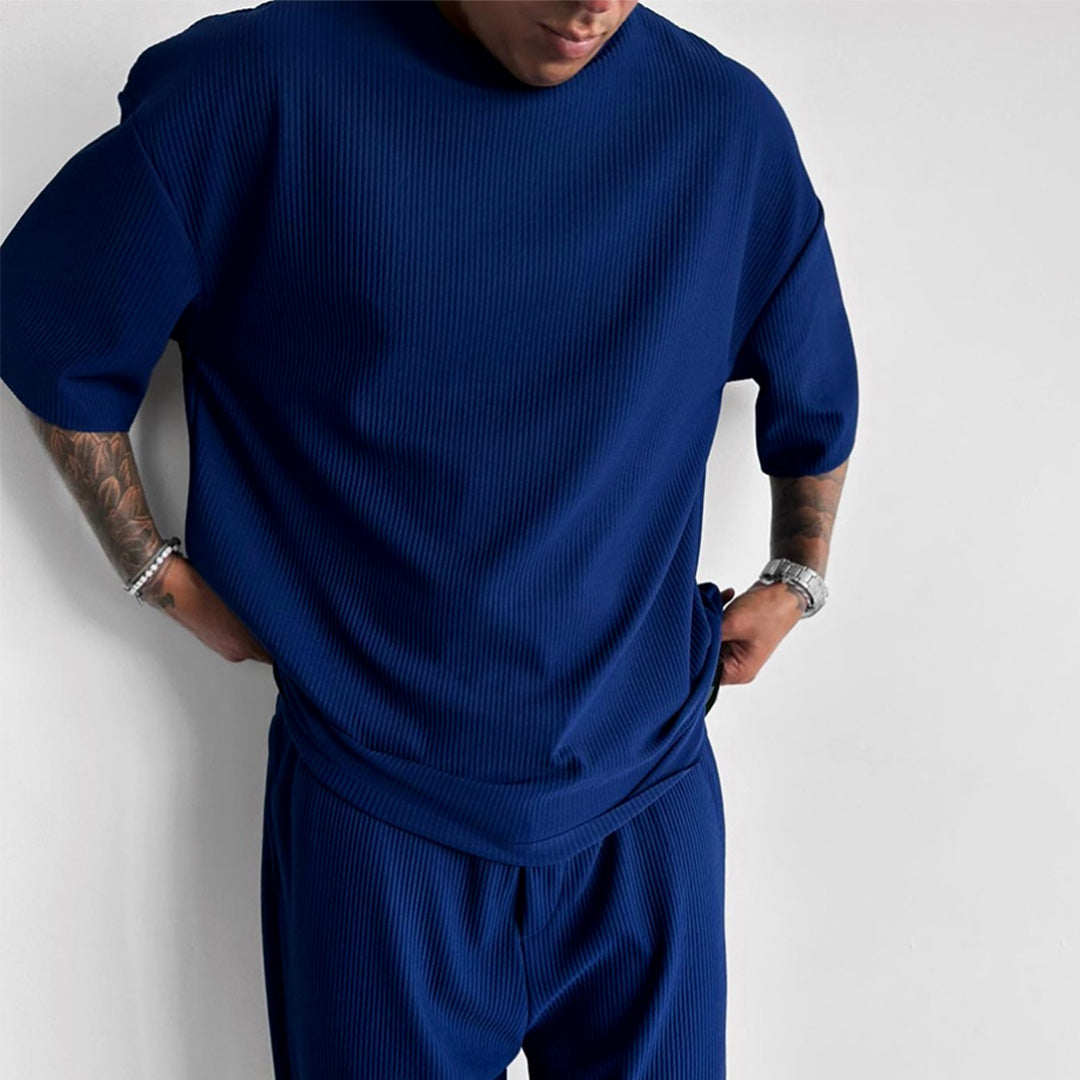 RIBBED T-SHIRT - NAVY