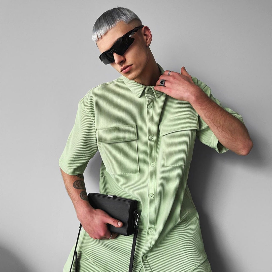 Double Pocket Shirt & Trouser Set - Tea Green