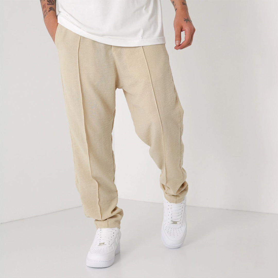 LINEN JOGGER PANTS - BEIGE