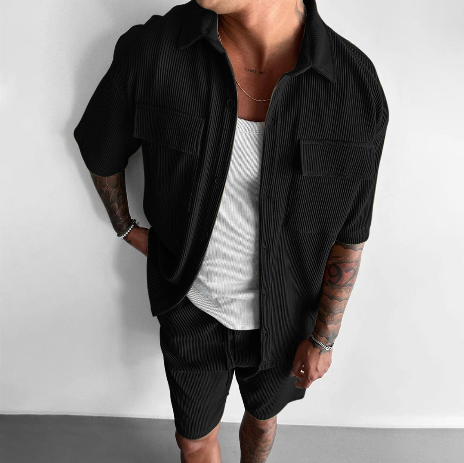 DOUBLE POCKET SHIRT - BLACK
