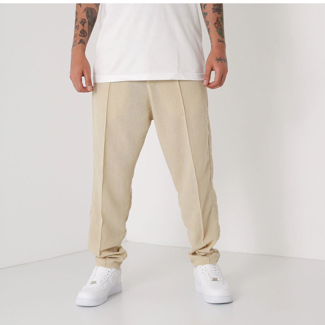 LINEN JOGGER PANTS - BEIGE