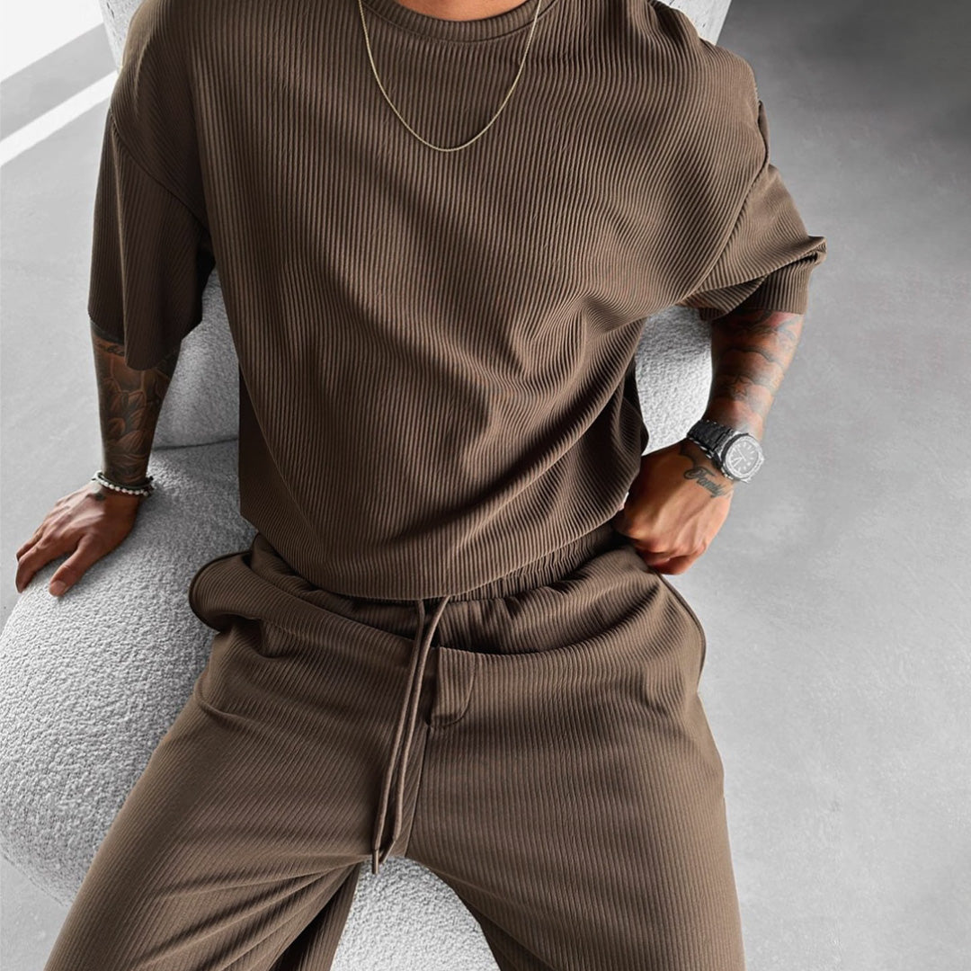 RIBBED T-SHIRT - BROWN