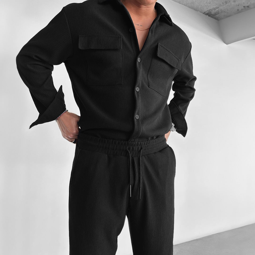 POCKET CORD SHIRT - BLACK