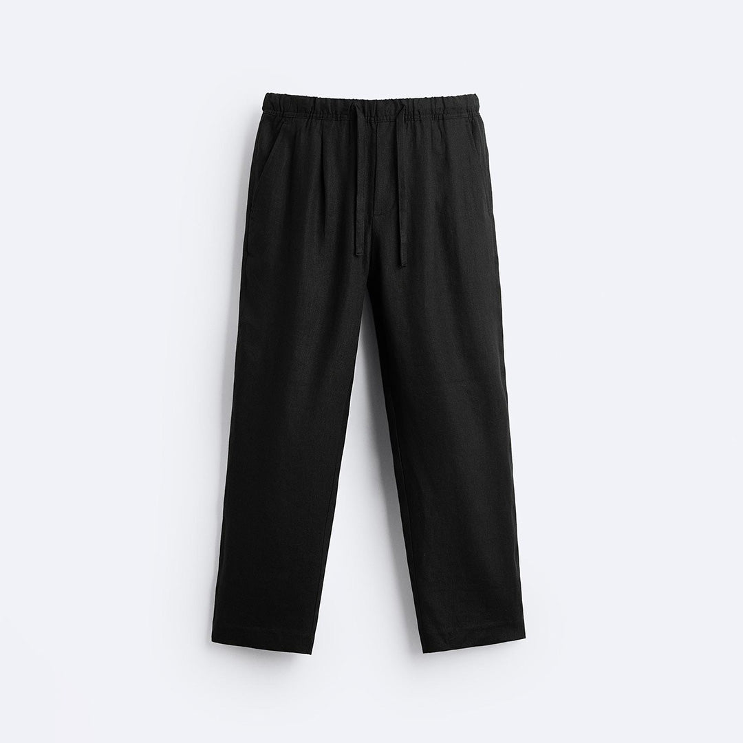 RELAXED LINEN TROUSER - BLACK