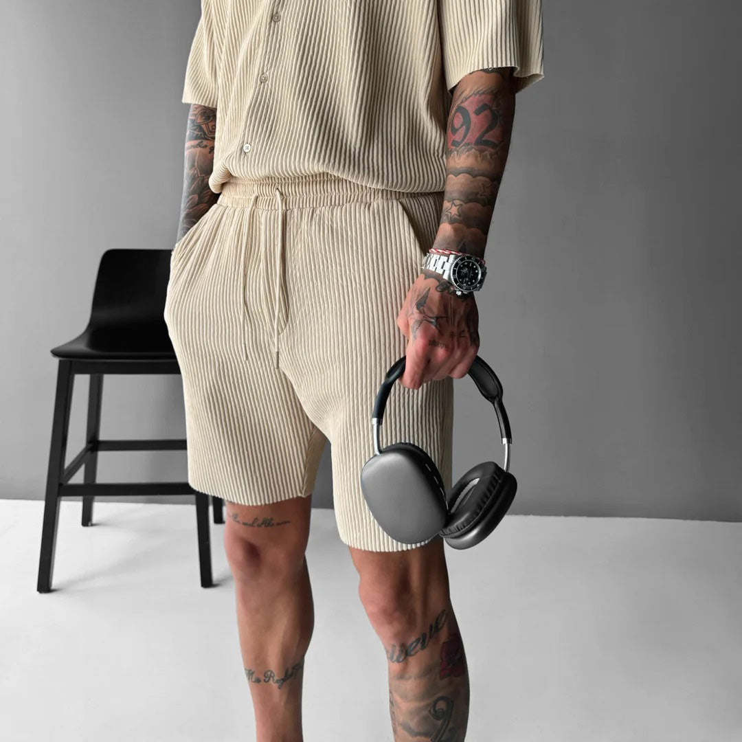 RIBBED SHORTS - BEIGE
