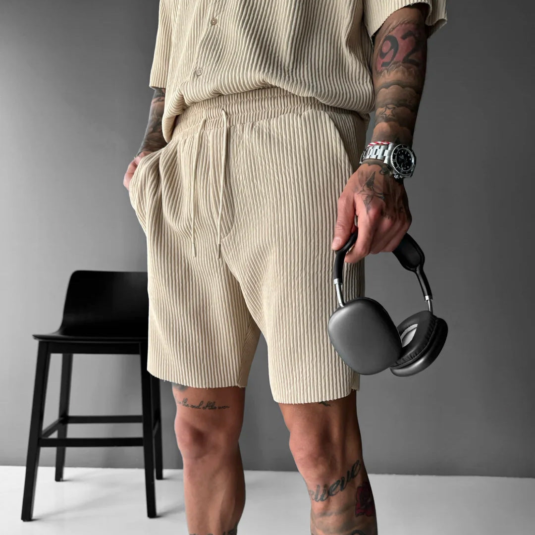 RIBBED SHORTS - BEIGE