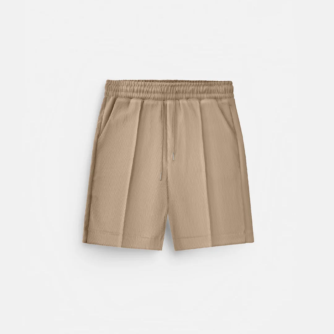 TEXTURED SEAM SHORTS - TAN