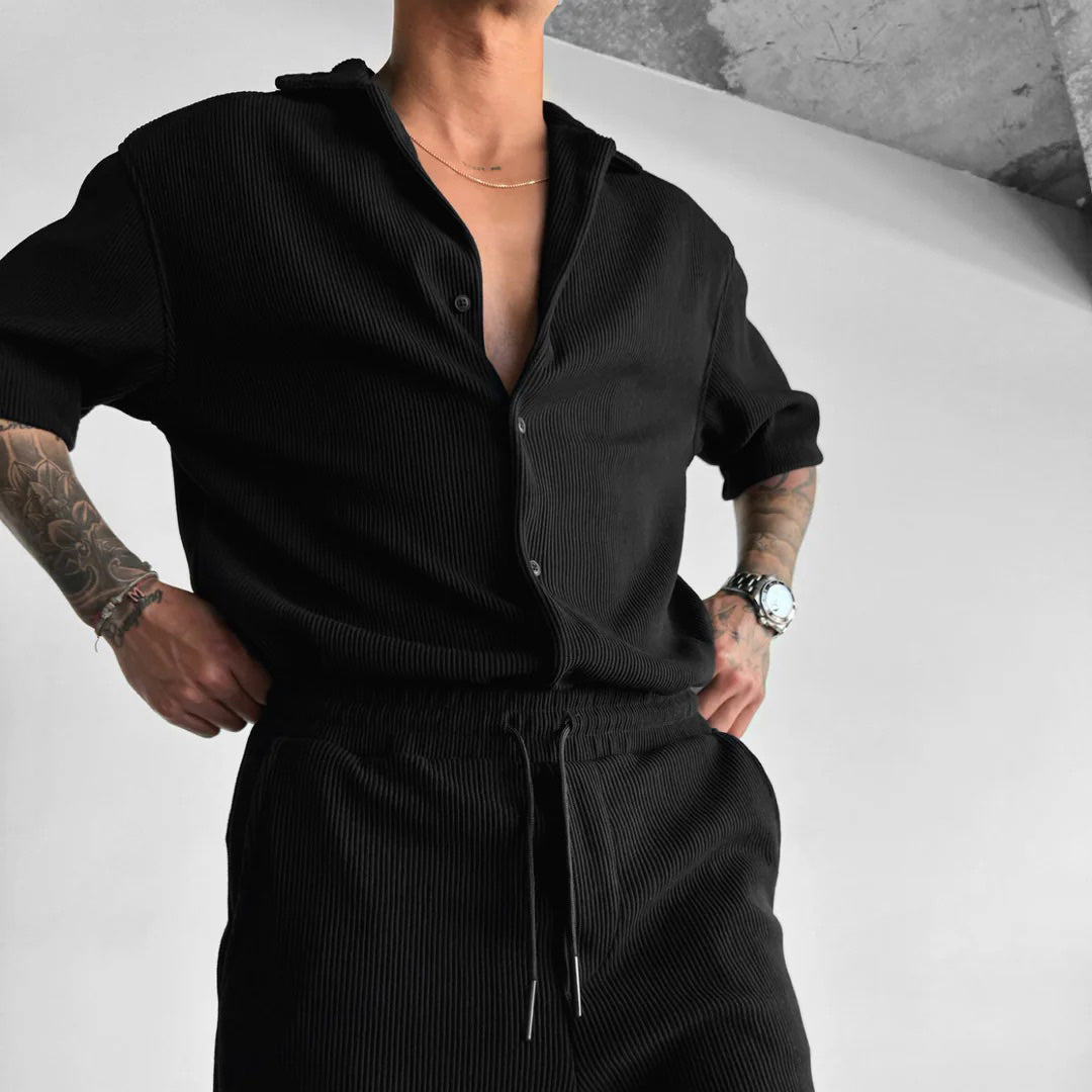 RIBBED SHIRT - BLACK