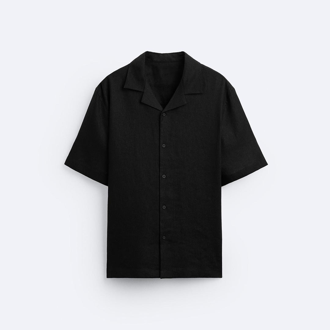 BOWLING LINEN SHIRT - BLACK