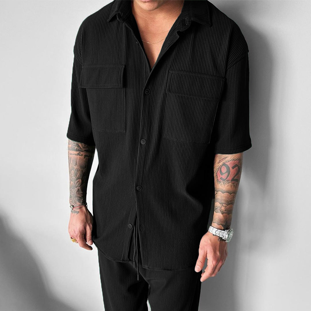 DOUBLE POCKET SHIRT - BLACK