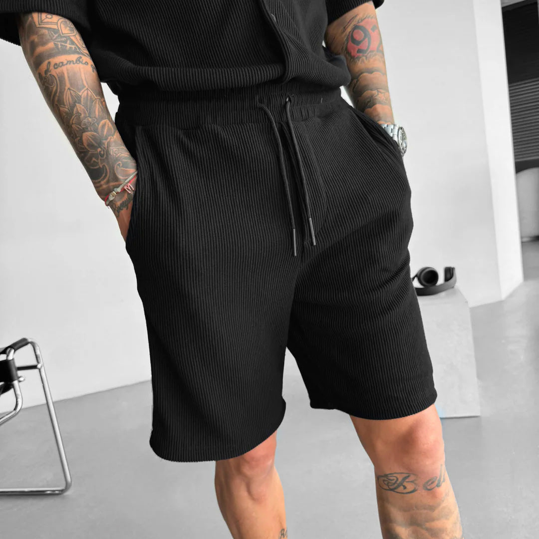 RIBBED SHORTS - BLACK