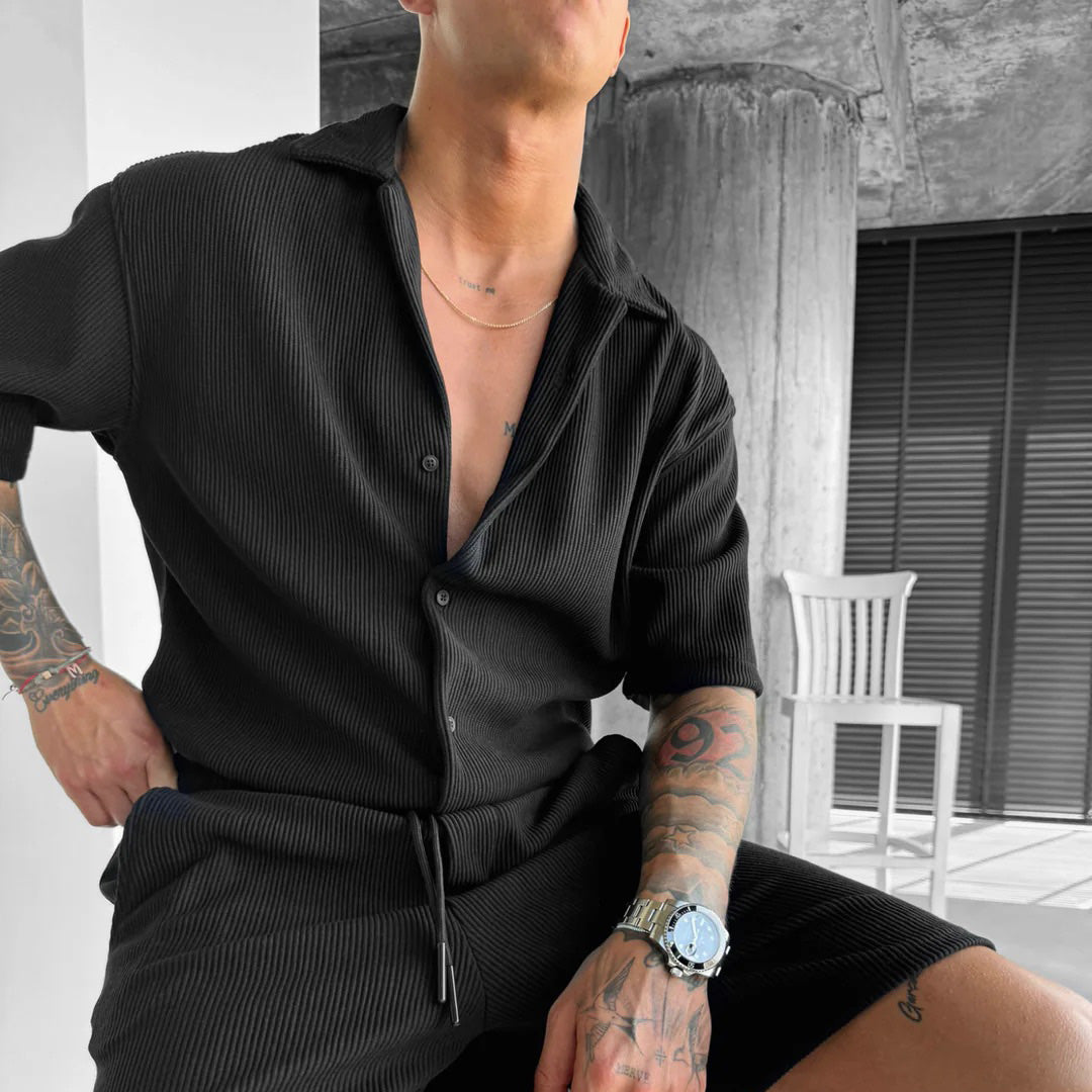 RIBBED SHIRT - BLACK