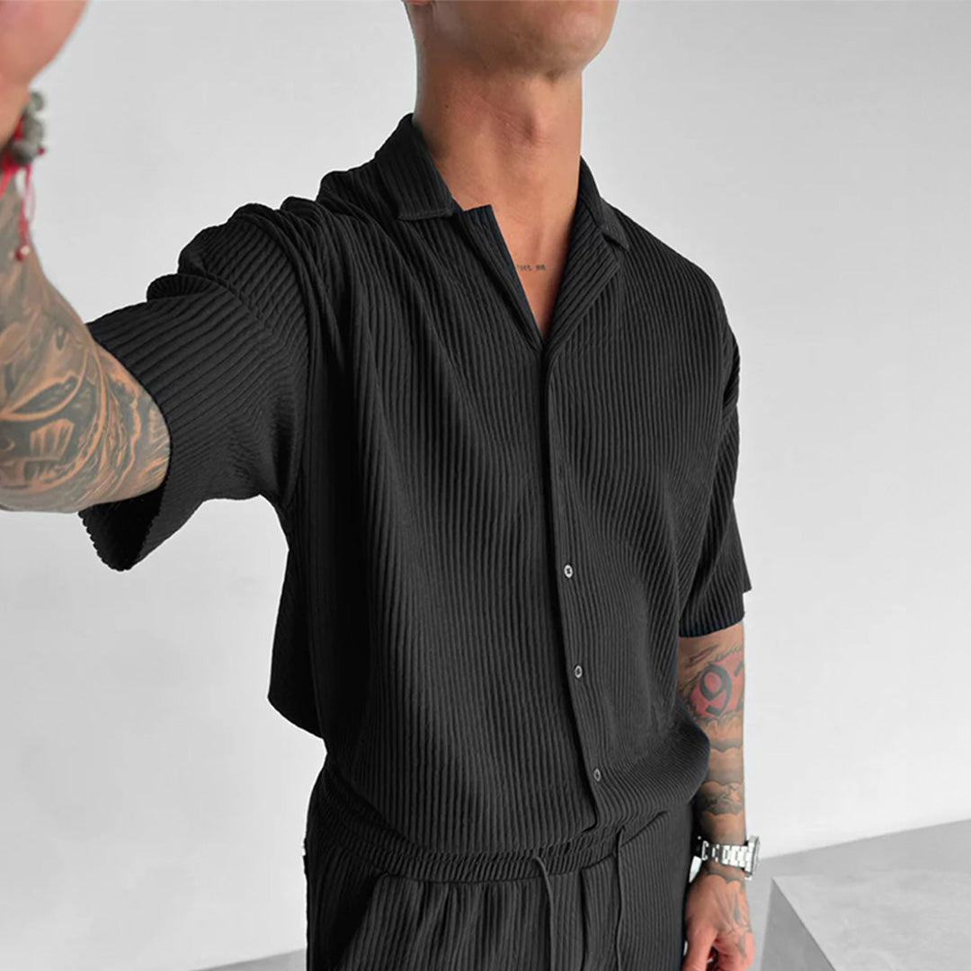 RIBBED SHIRT - BLACK