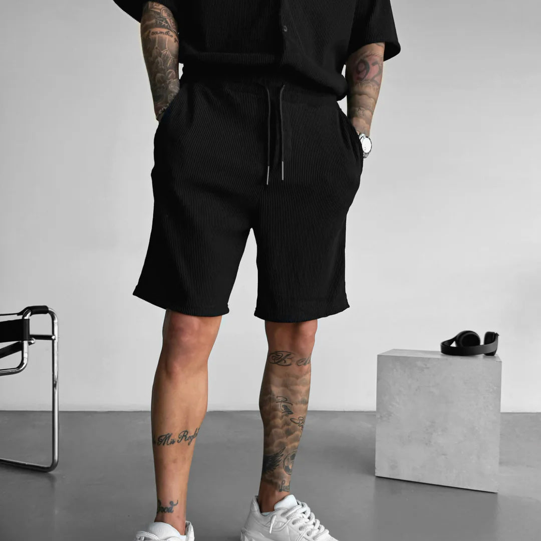 RIBBED SHORTS - BLACK