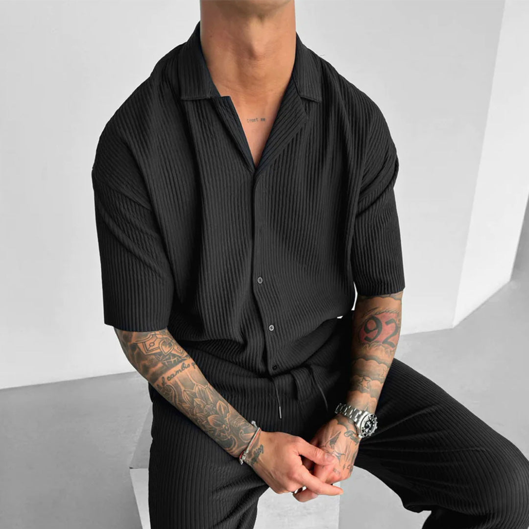 RIBBED SHIRT - BLACK