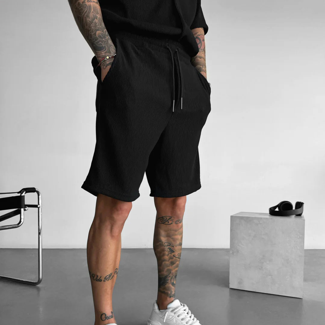 RIBBED SHORTS - BLACK