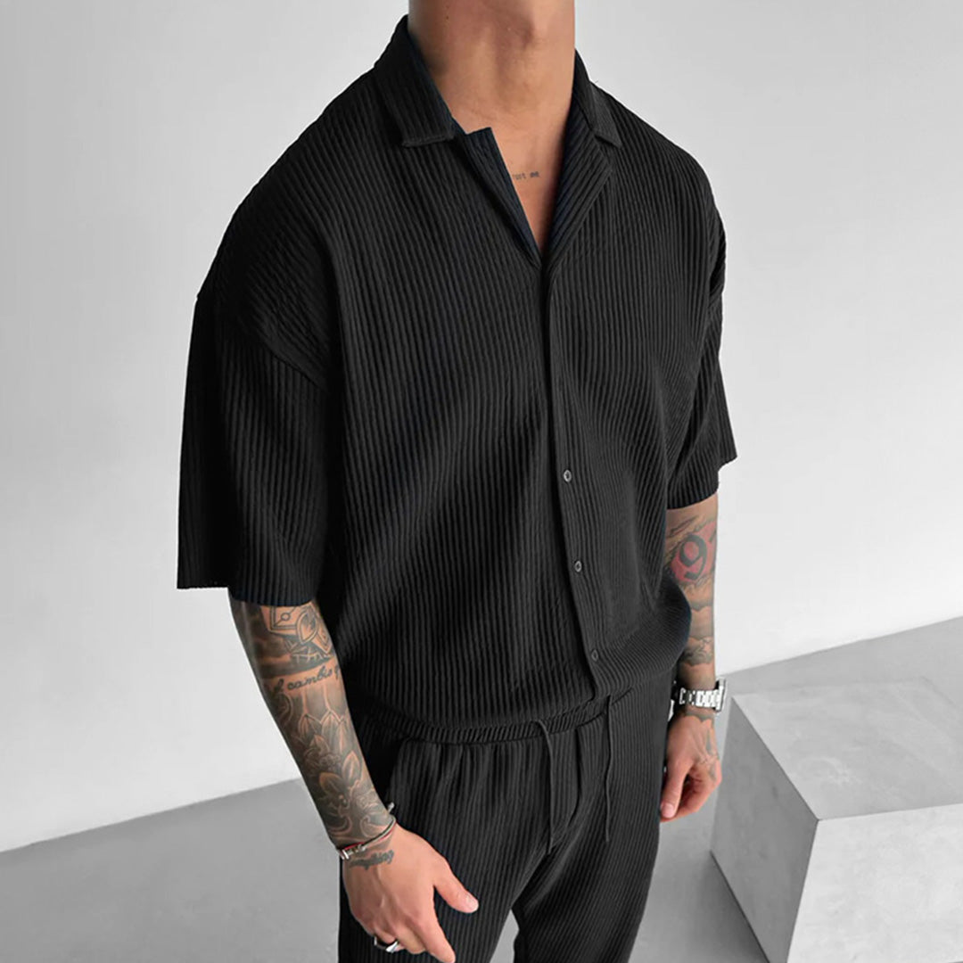 RIBBED SHIRT - BLACK