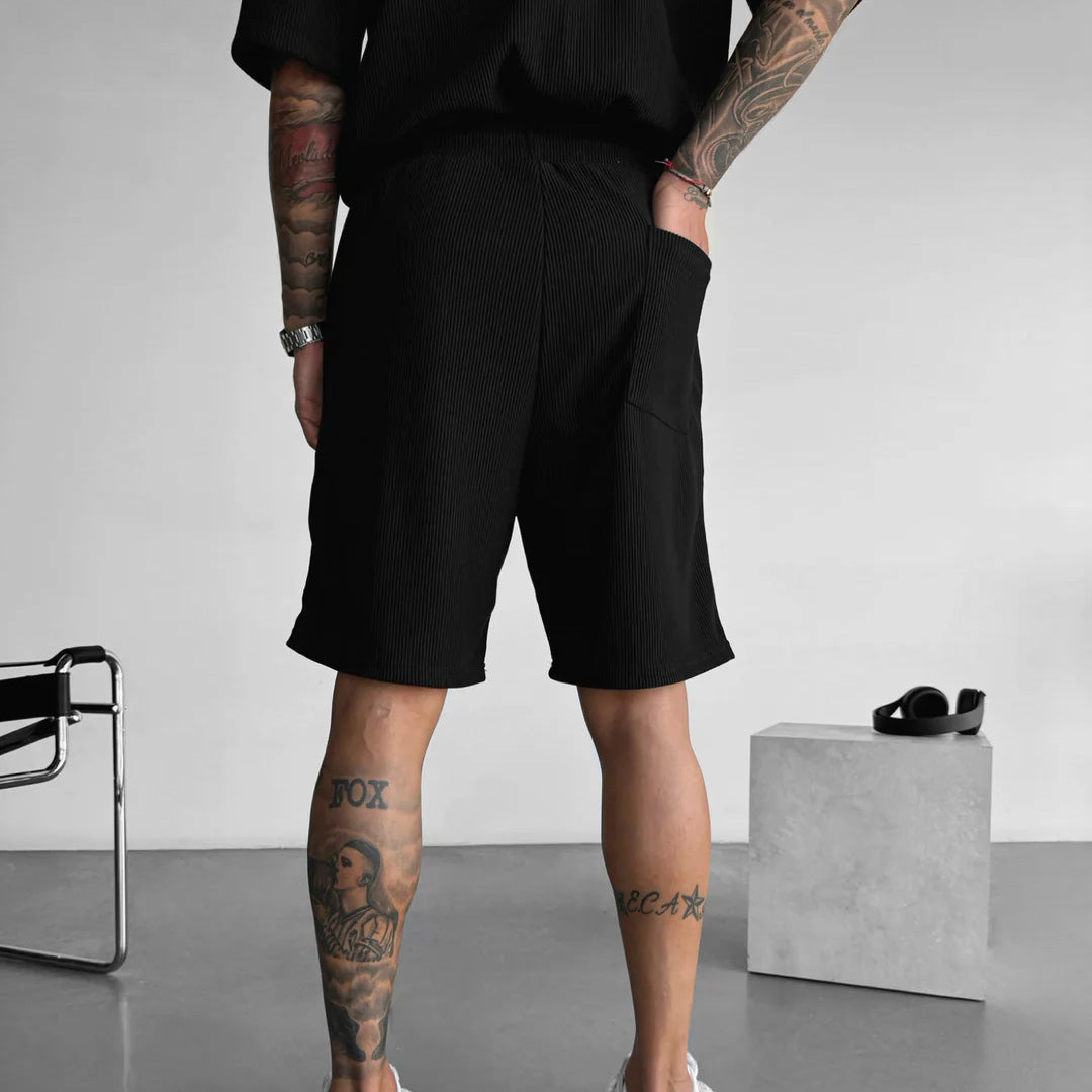 RIBBED SHORTS - BLACK