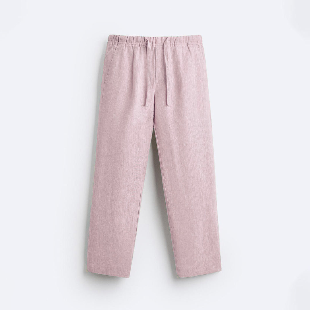 RELAXED LINEN TROUSER - PEACH