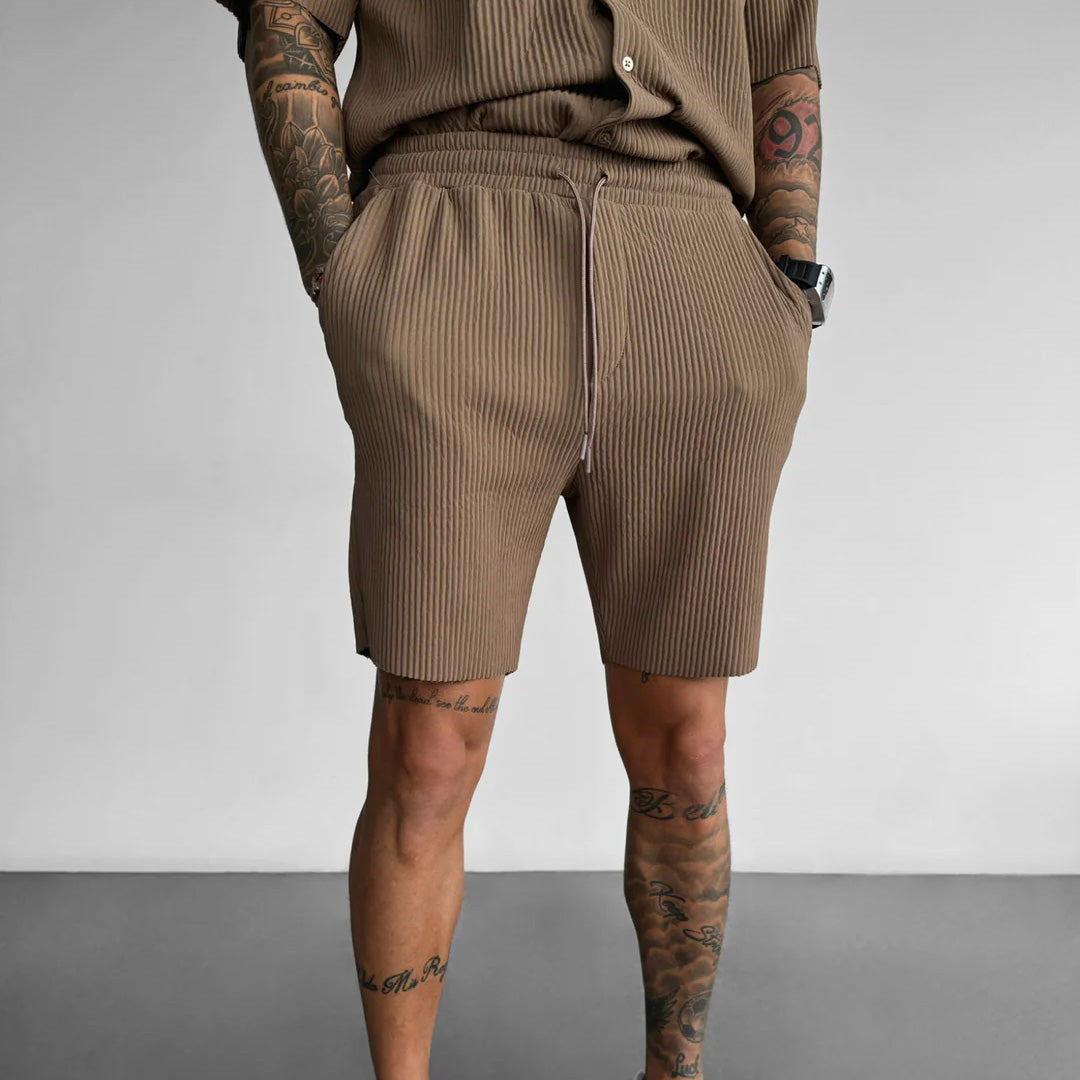 RIBBED SHORTS - BROWN