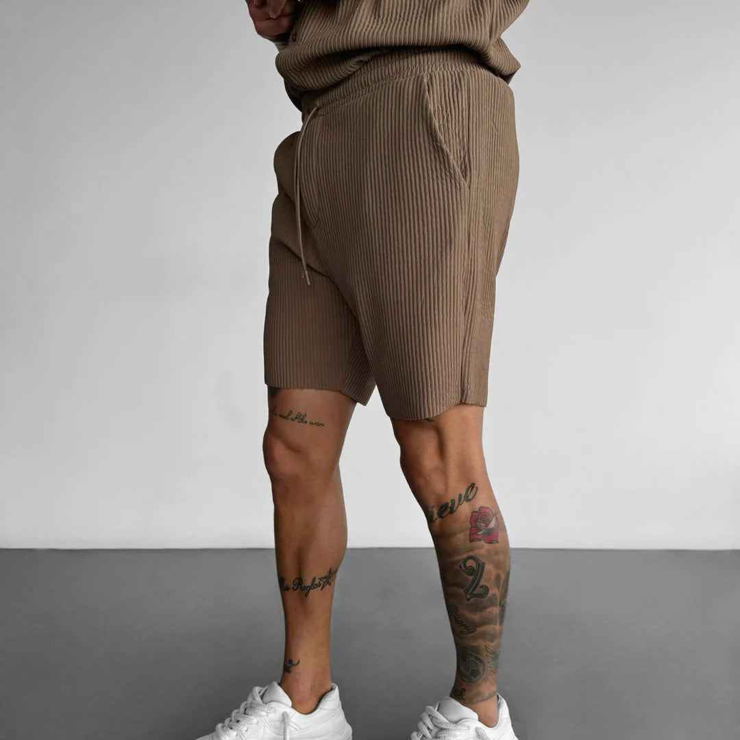 RIBBED SHORTS - BROWN