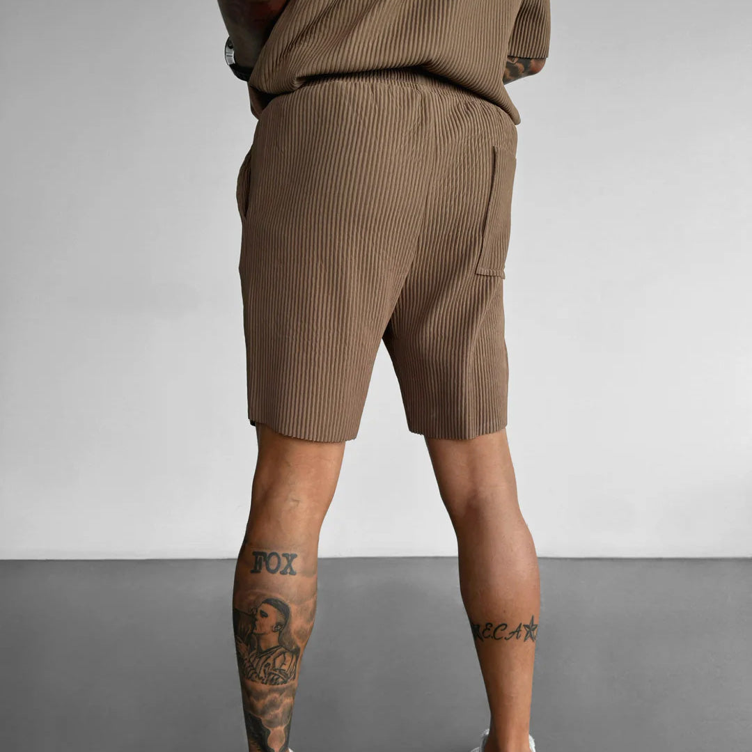 RIBBED SHORTS - BROWN