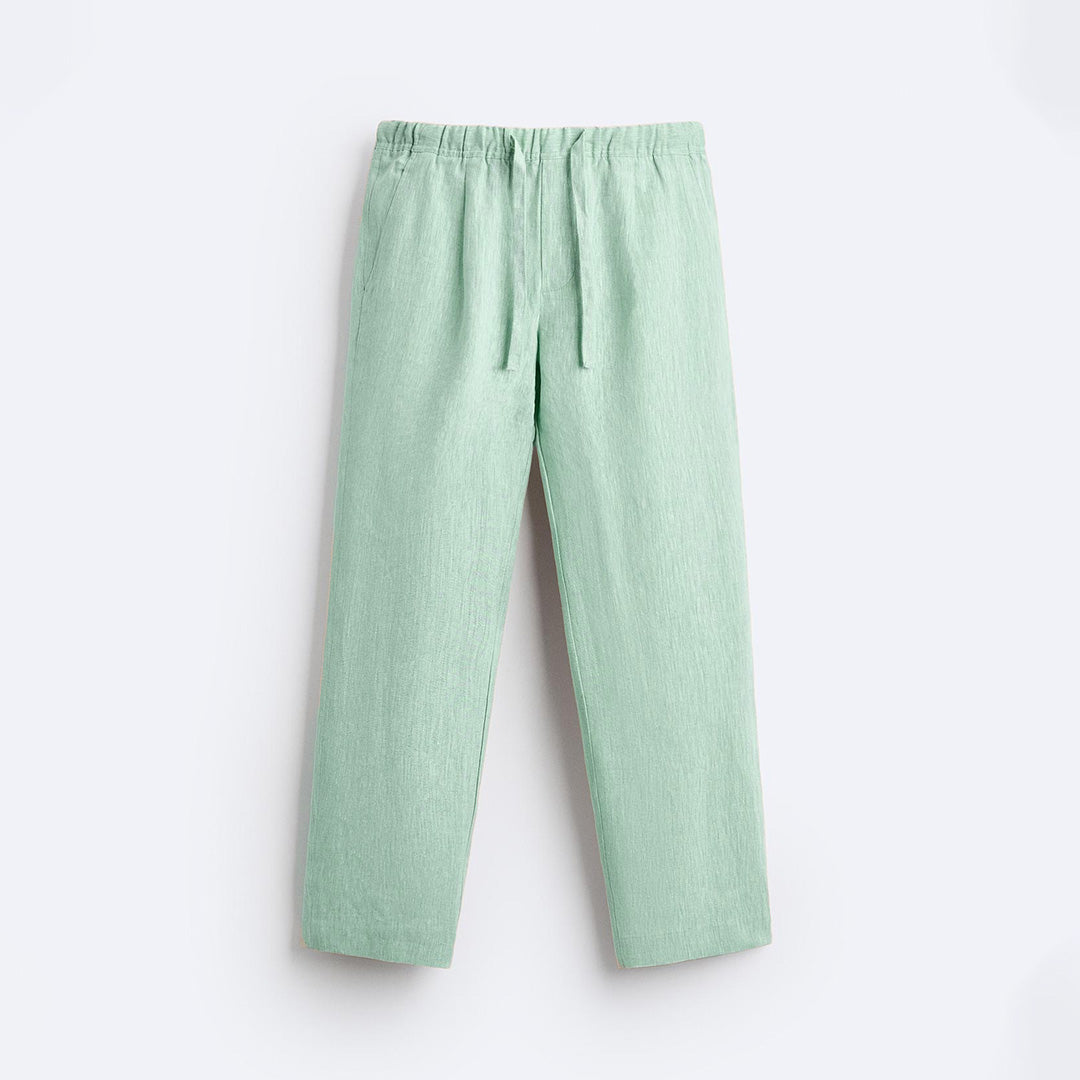 RELAXED LINEN TROUSER - SEA GREEN