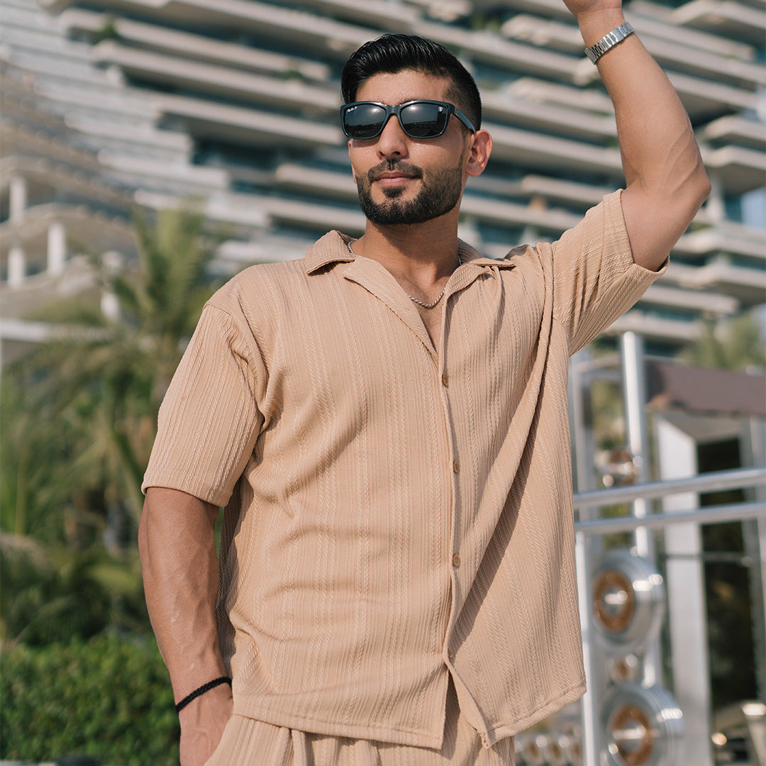 Structured Shirt & Trouser Set - Caramel