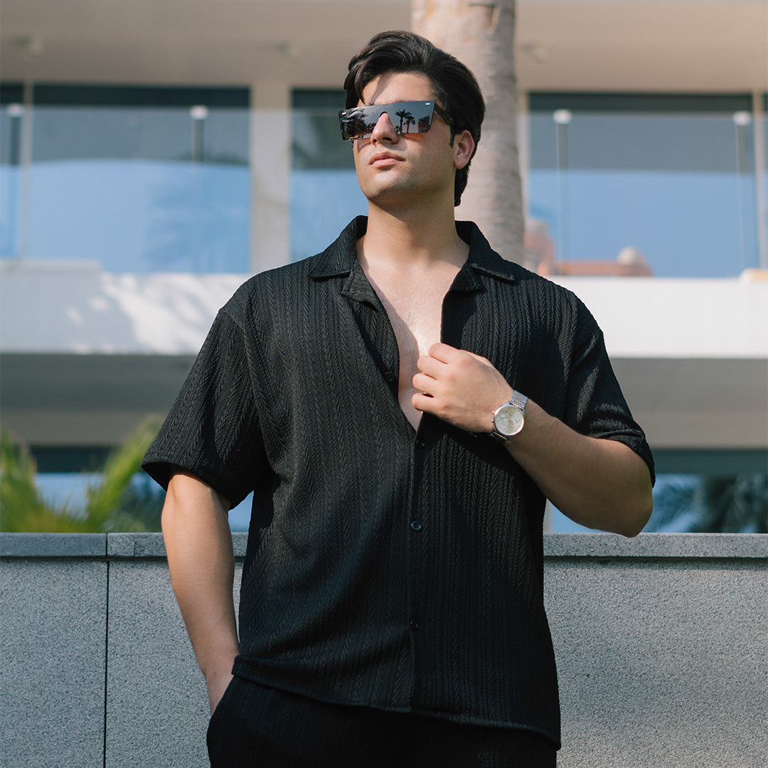 Structured Shirt & Trouser Set - Black