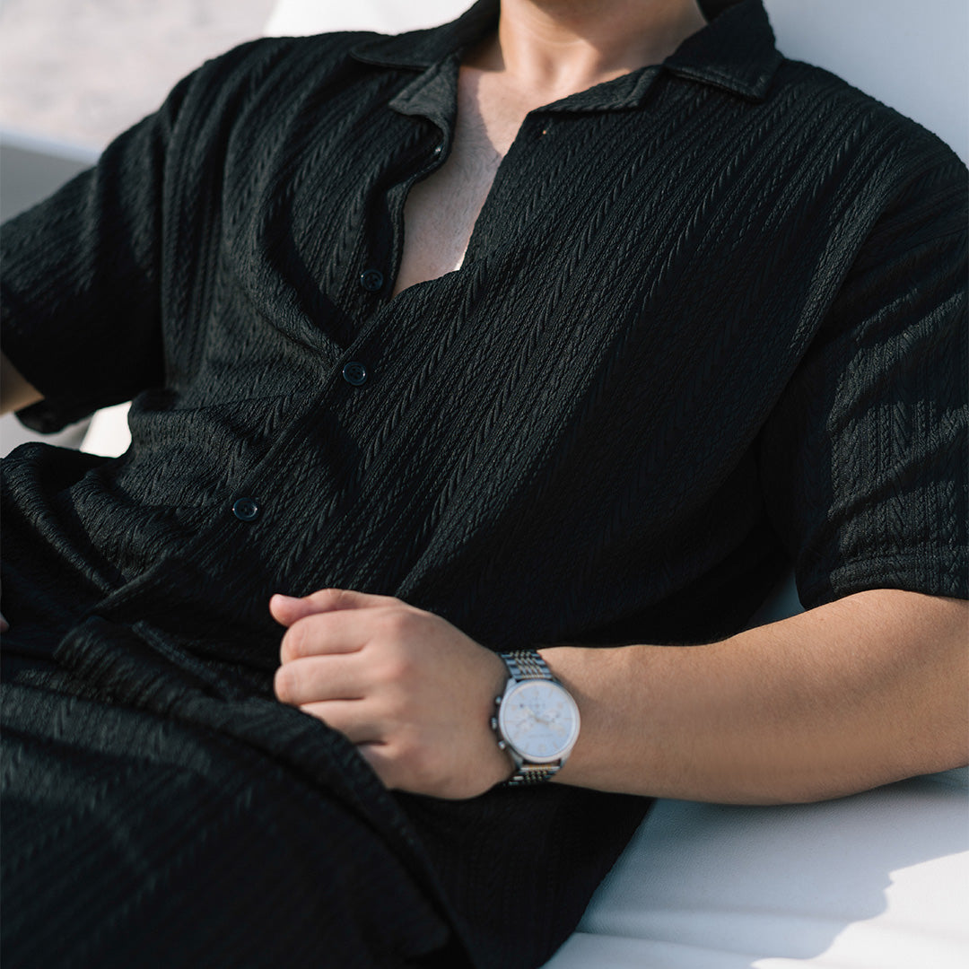 Structured Shirt & Trouser Set - Black