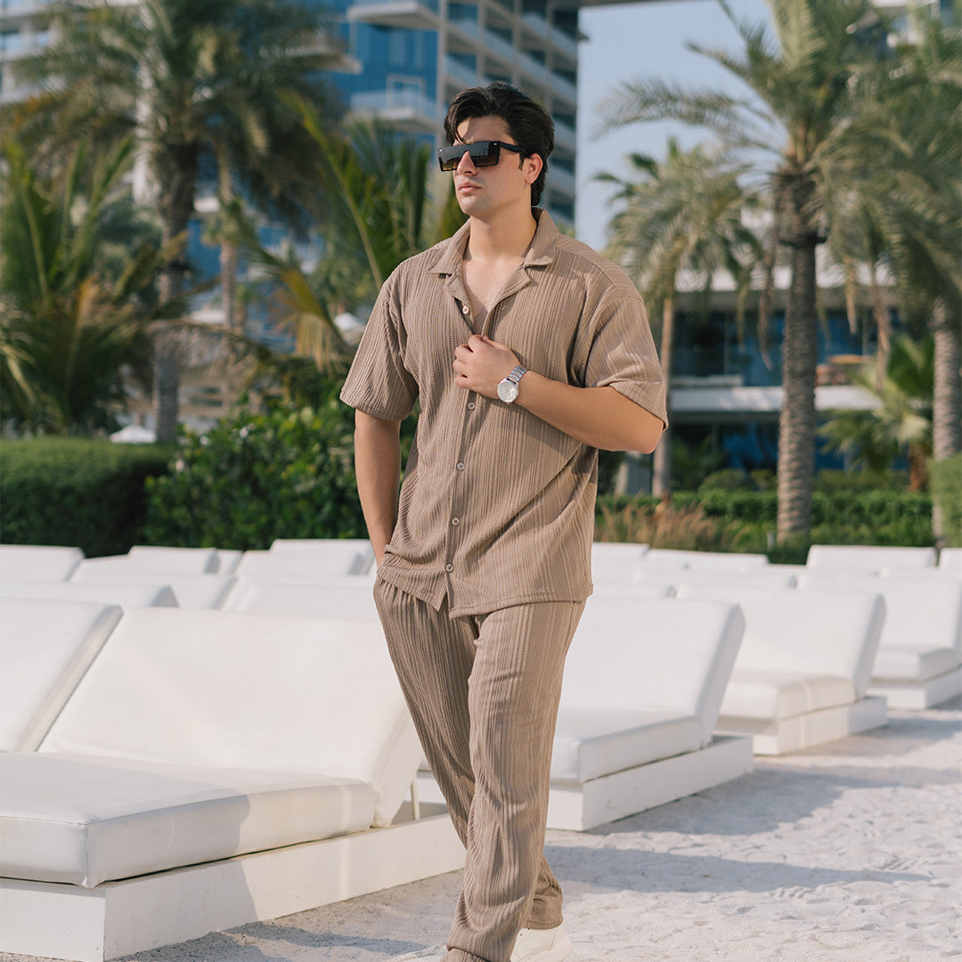 Structured Shirt & Trouser Set - Brown